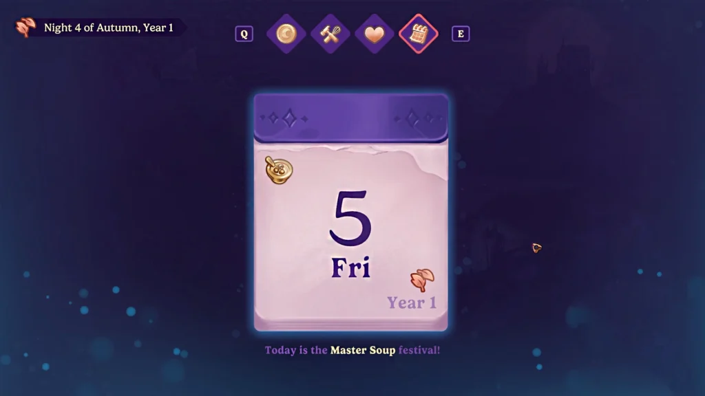 Moonlight Peaks - The Complete Guide to All Seasonal Events | | GamesHorizon Moonlight Peaks Master Soup Festival Date on Calender