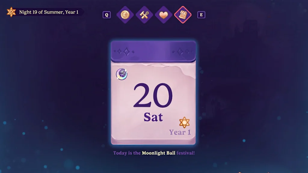 Moonlight Peaks - The Complete Guide to All Seasonal Events | | GamesHorizon Moonlight Peaks Moonlight Ball Festival Date on Calender