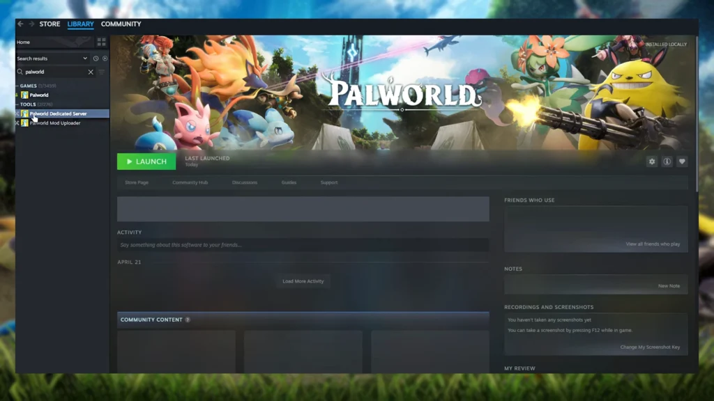 Palworld From Steam Library