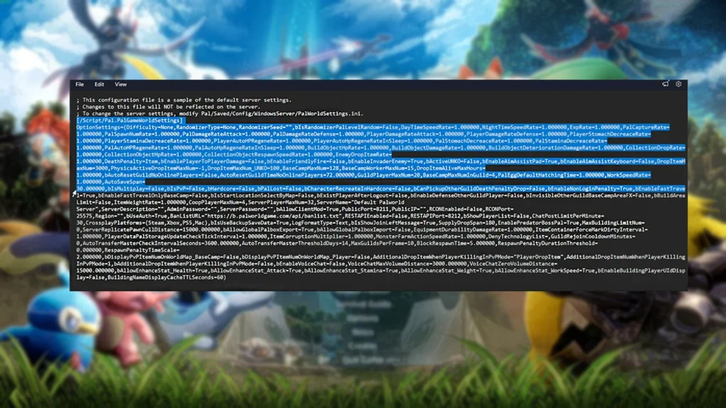 Palworld Server Customize Code Save