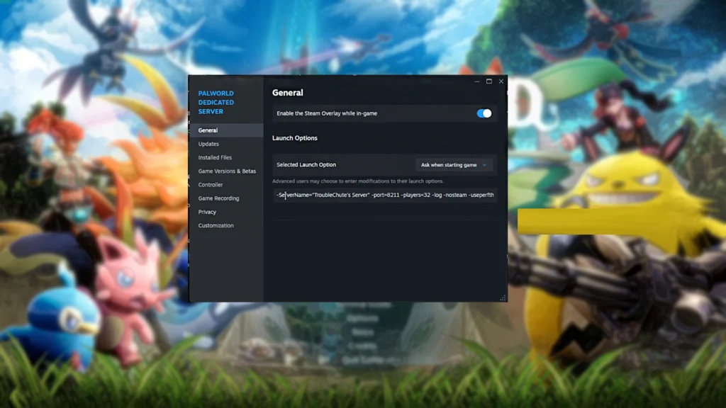 Palworld Server Palworld Dedivated Server Launch Option Code Paste Location
