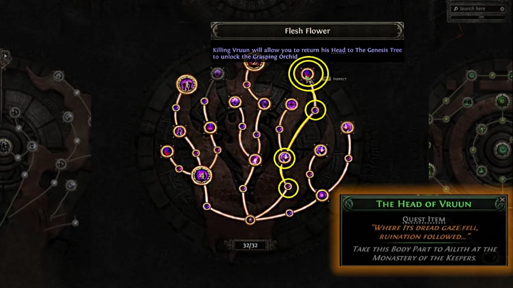 Path of Exile 2 Flesh Flower on Atlas Skill Tree
