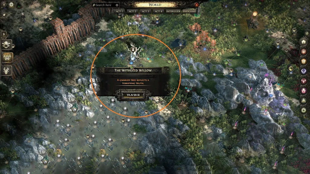 Path of Exile 2 Withered Willow Location on Atlas