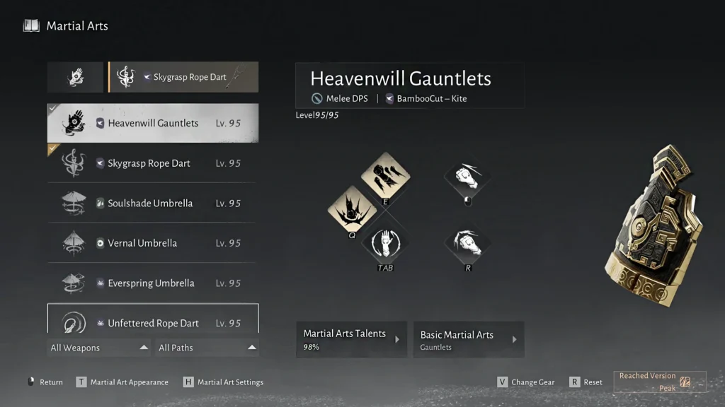 Where Winds Meet Heavenwill Gauntlet Combat View