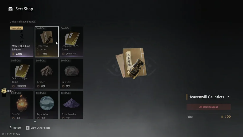 Where Winds Meet Heavenwill Gauntlet on Sect Shop