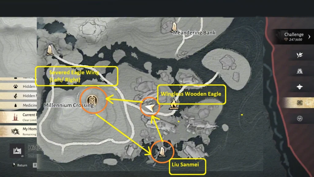 Where Winds Meet Wandering Tale #1 Guidance from Above Map Details