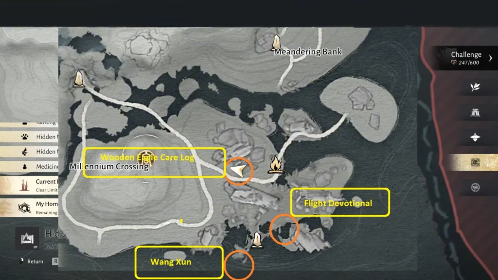 Where Winds Meet Wandering Tale #5 Guidance Feathers of Faith Map Details