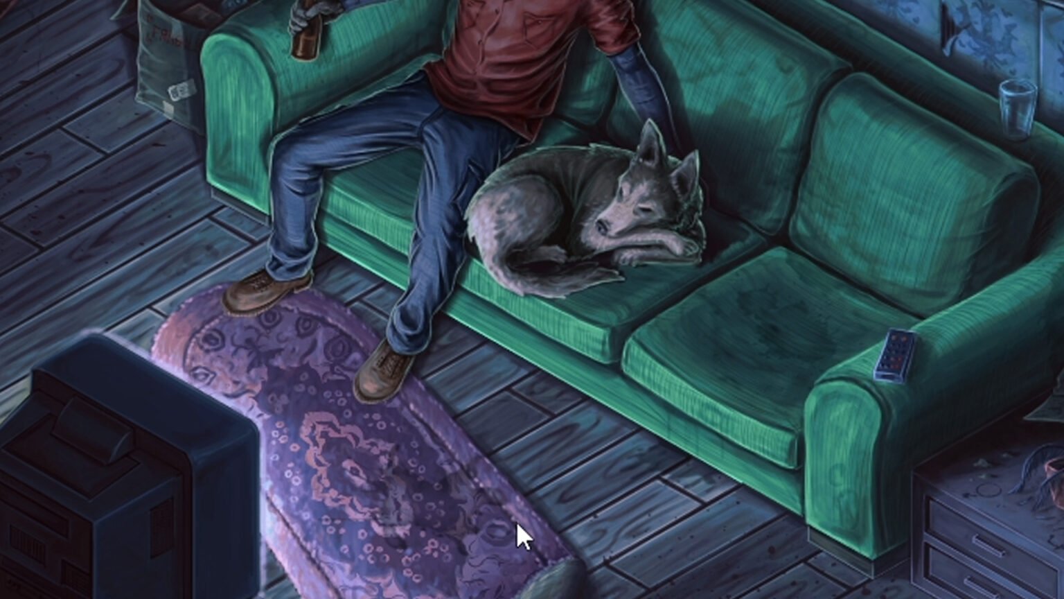 Shift At Midnight Pet Guide: How to Keep Alive, Pet Types, & More An image showing an illustration from Shift at Midnight. There is a dog sleeping next to a character.