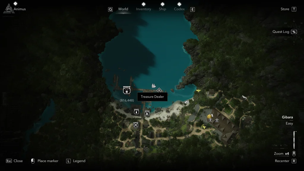 treasure dealer location 