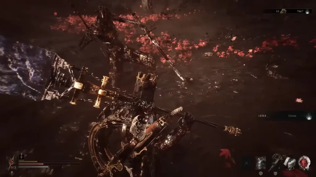 Image of player fighting a boss in Mortal Shell 2