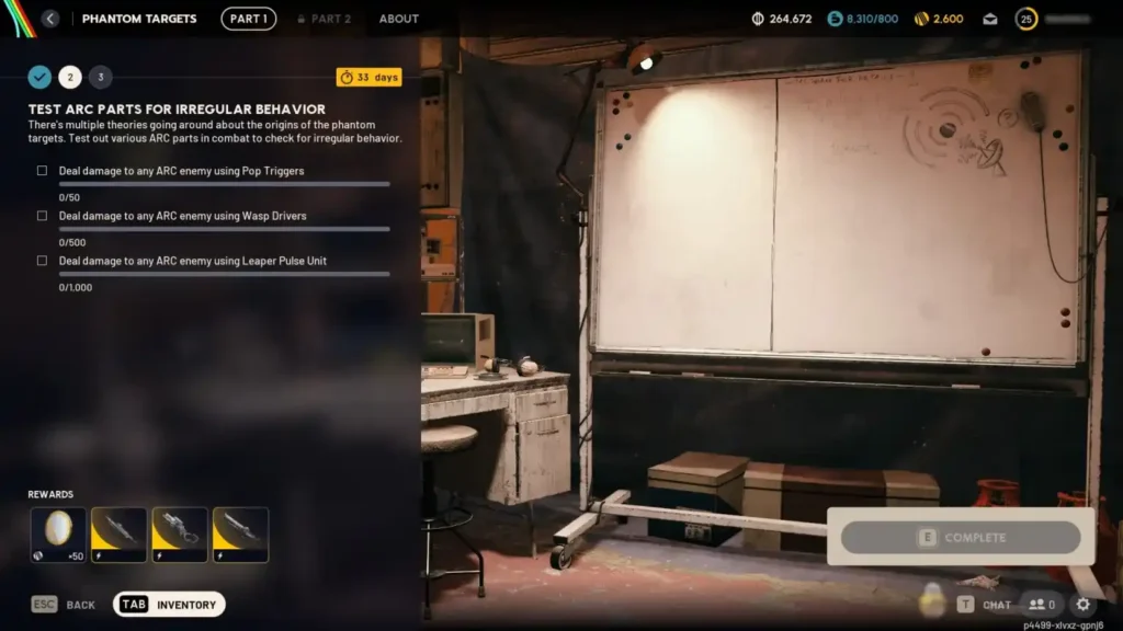 Image of page two of the Phantom Targets Project in ARC Raiders