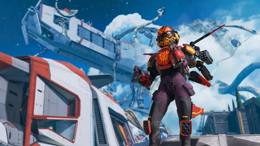 Image of Valkyrie in Apex Legends wearing red and yellow jet pack