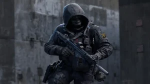 Image of Modern Warfare 4 Operator wearing black outfit while carrying suppressed weapon
