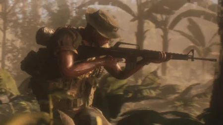 Image of Hell Let Loose Vietnam player holding M16 assault rifle