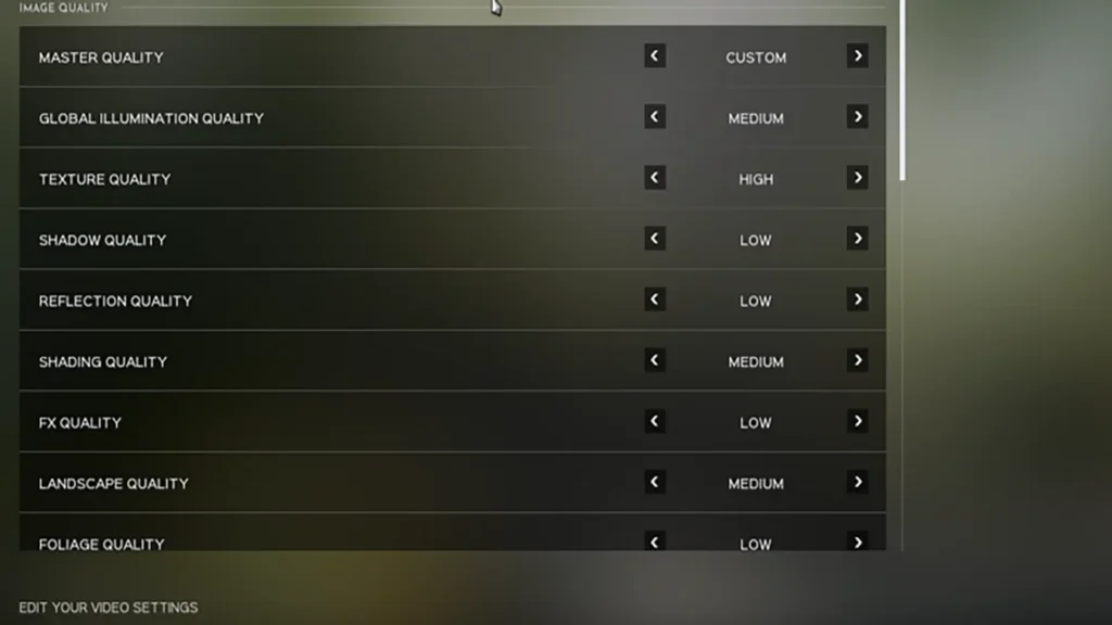 Image of Hell Let Loose Vietnam video settings on a green background
