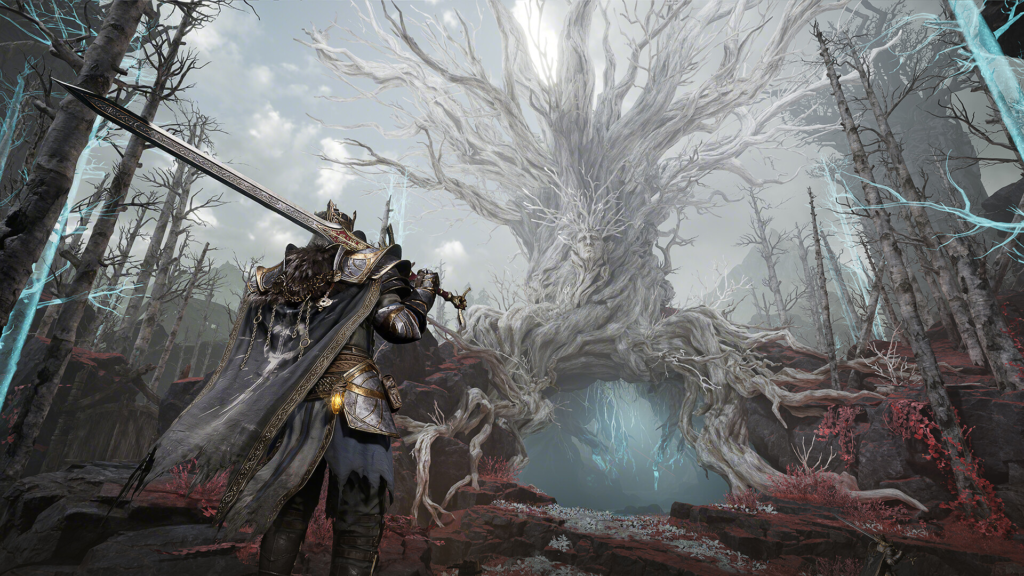 Mistfall Hunter - The Complete Path of Glory Guide | Mistfall Hunter | GamesHorizon An image showing the gameplay of Mistfall Hunter. There is a character walking towards a giant tree with a face.