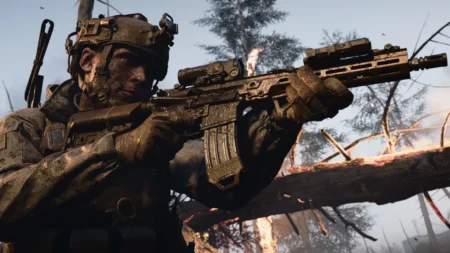 Image of MW4 player aiming down scope equipped to assauult rifle