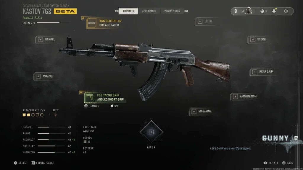 Image of MW4 Kastov 762 assault rifle in Gunsmith