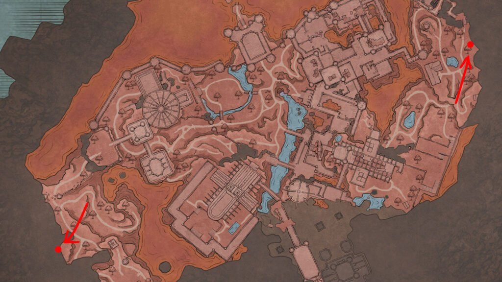 RuneScape Dragonwilds - All Kebbit Burrow Locations | runescape dragonwilds | GamesHorizon An image showing a map of RuneScape Dragonwilds. The red dots show the location of Kebbit Burrows.