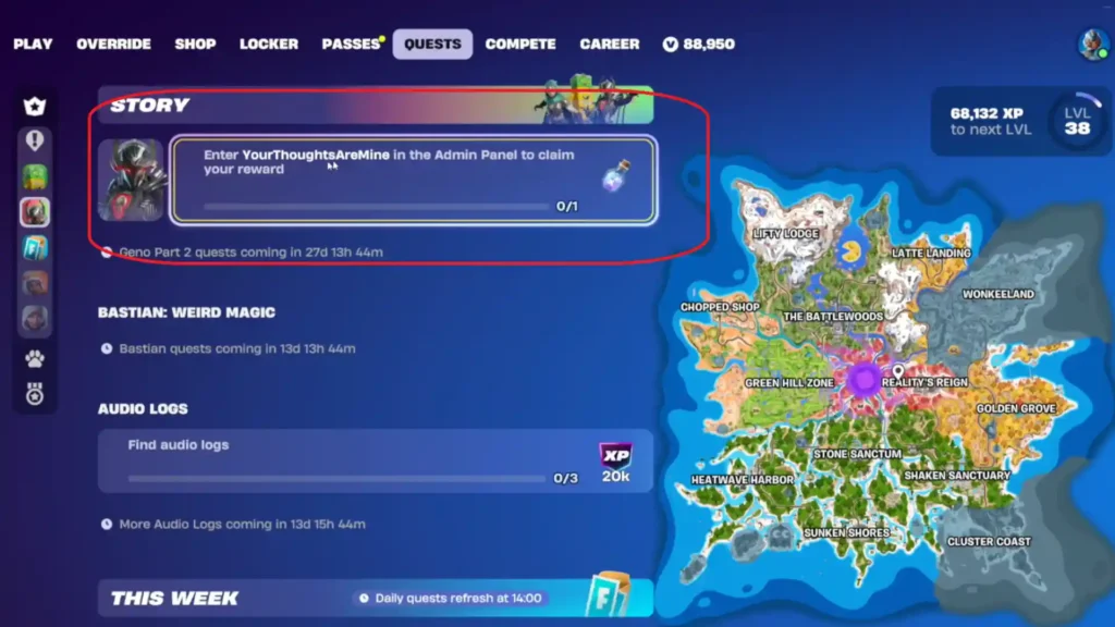 Entering code quest 