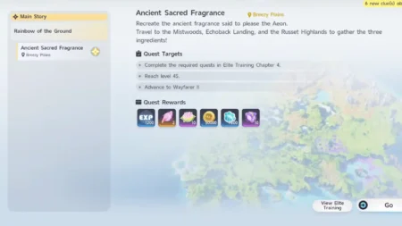 Ancient Sacred Fragrance quest tab in Aniimo
