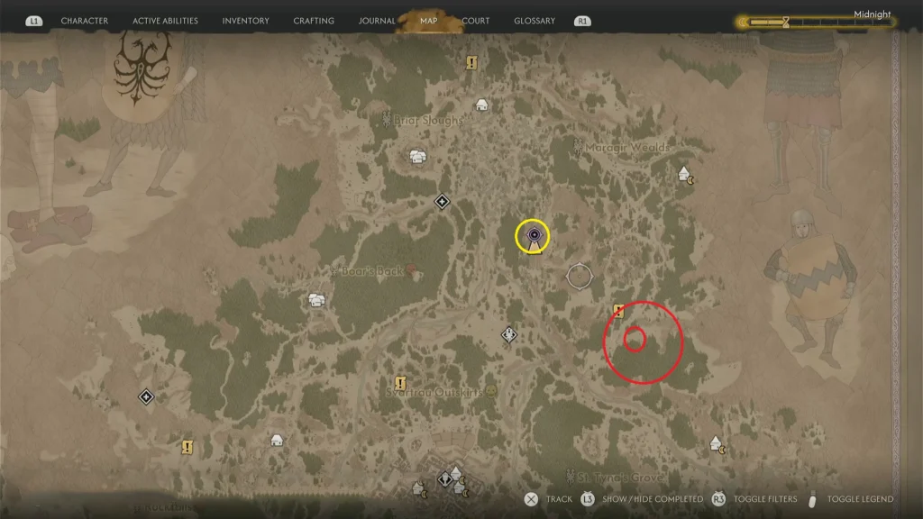 Blood of Dawnwalker Treasrue Map Briar Sloughs Location Map (1)