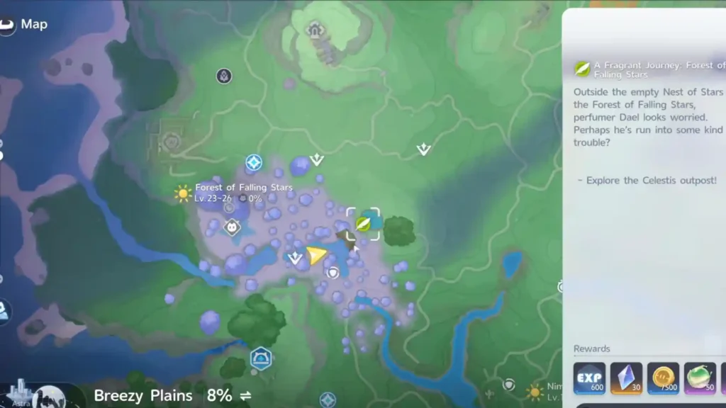Forest of the Falling Stars quest location