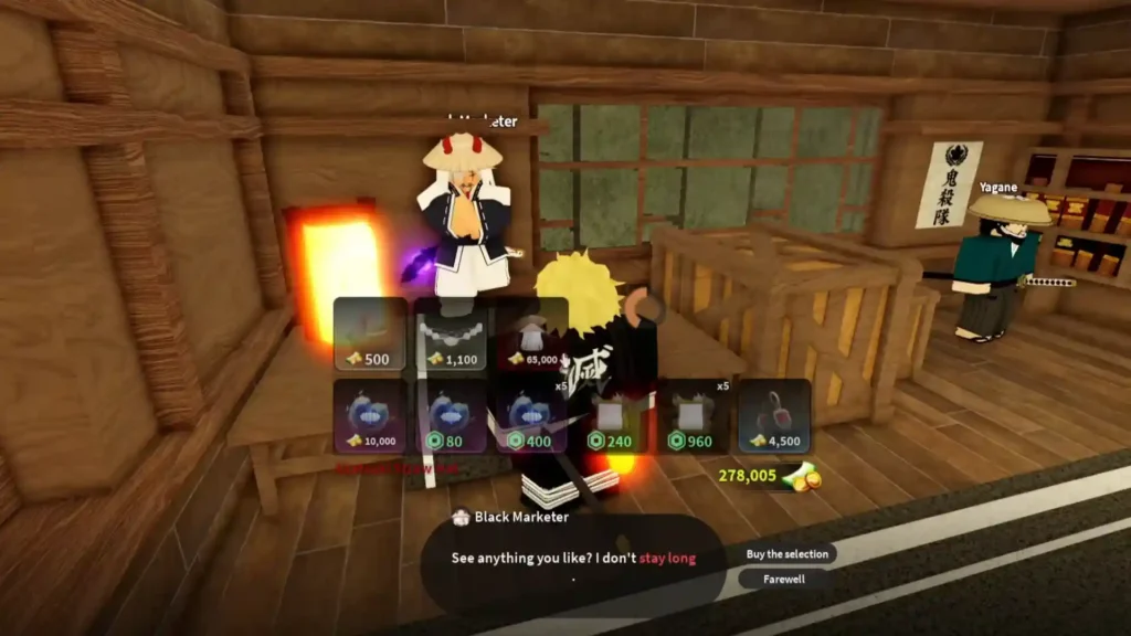 Hidden Mist Village Black Market NPC Vendor in Project Slayers 2