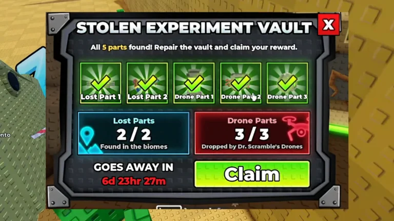 Roblox Stolen Experiment Vault Drone Parts Feature Image