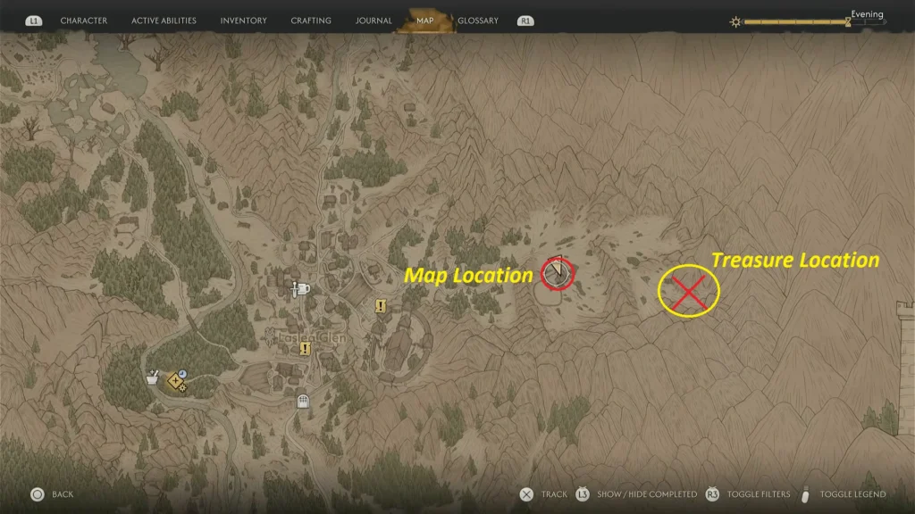 The Blood of Dawnwalker Map Highlightning Laslea Glen Treasure Spot