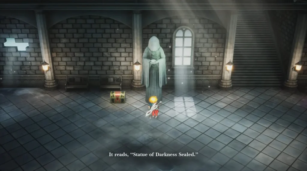 Final Fantasy Resonance Nameless Ruins Statue Locked Chest Riddle Solution Statue Puzzle Second Statue of Darkness Sealed