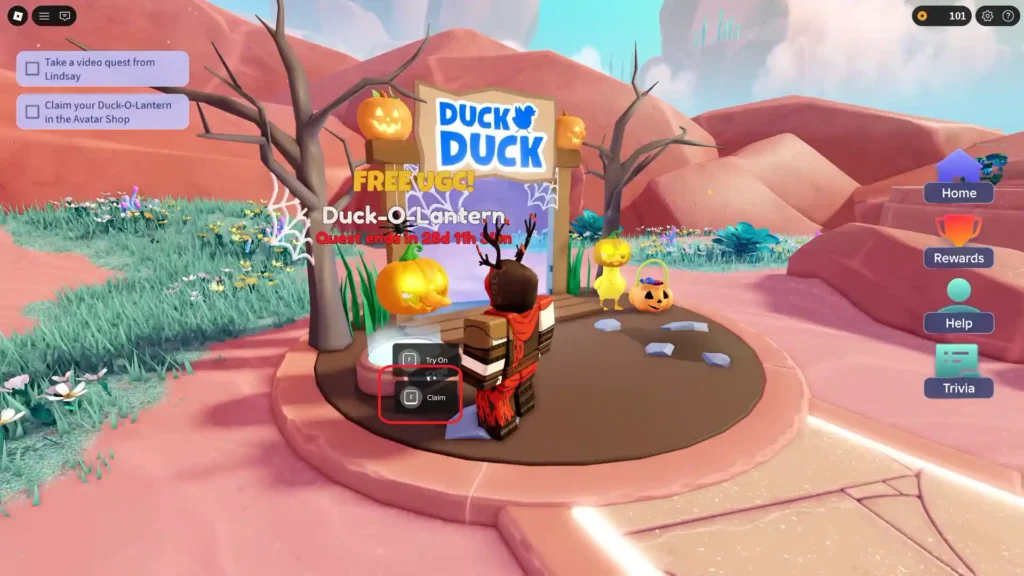 Claim button Duck-o-Lantern Roblox