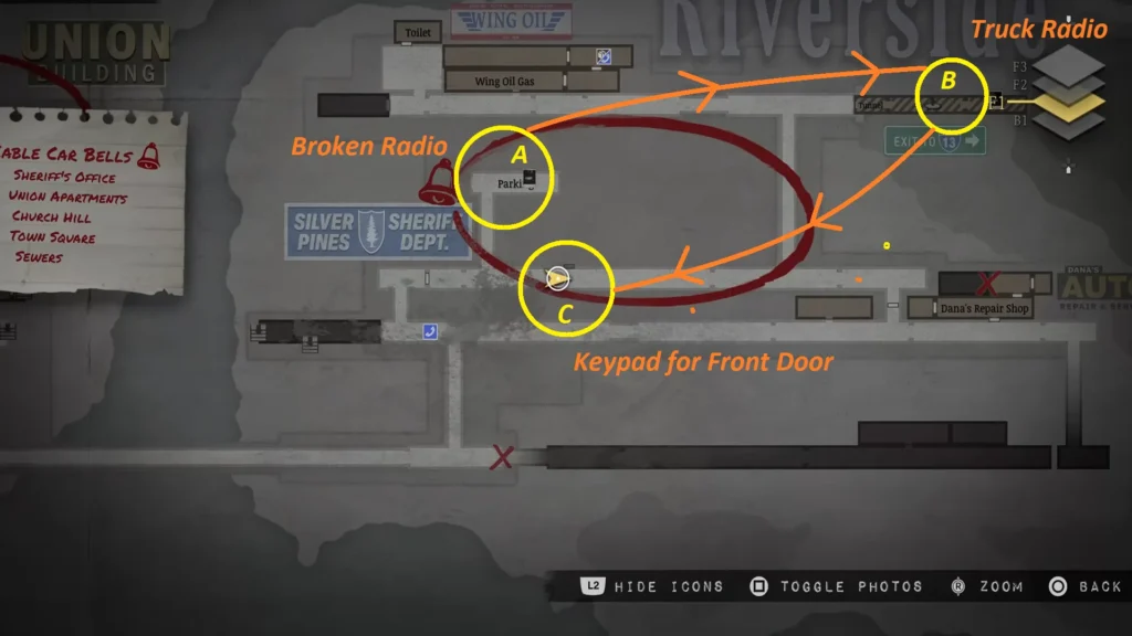 Silver Pines - Sheriff's Office Code & Keys Locations | | GamesHorizon Silver Pines Sherifs Office Map Location