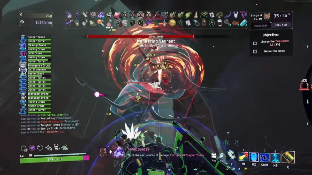 Fighting various Teleporter bosses